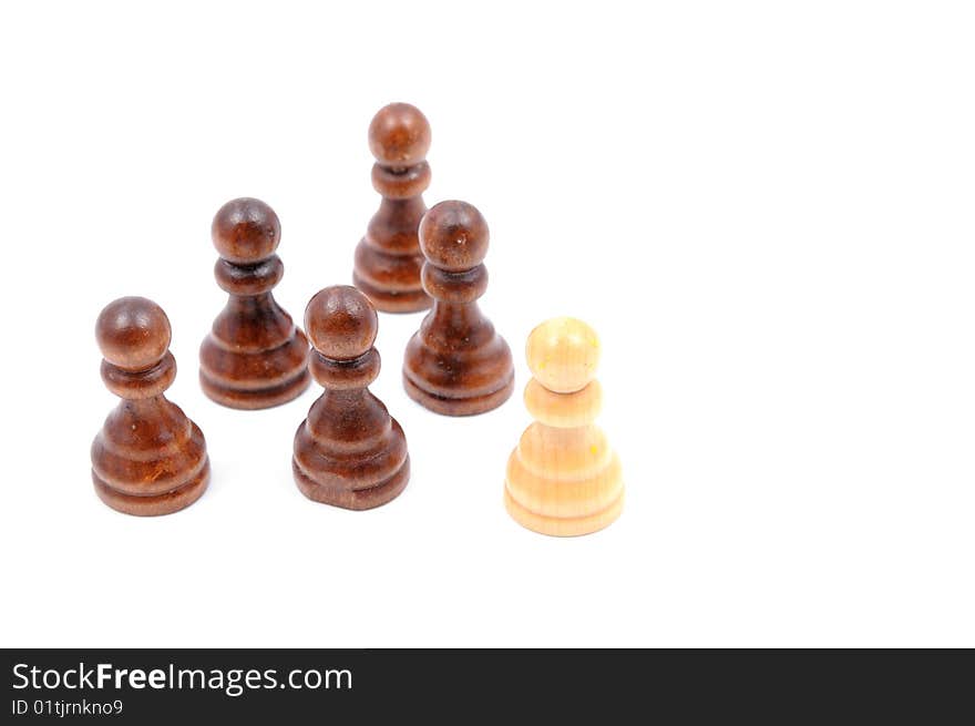 Concept based on chess figures isolated on white. Concept based on chess figures isolated on white