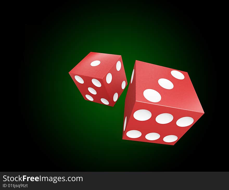 Two white dices on dark background