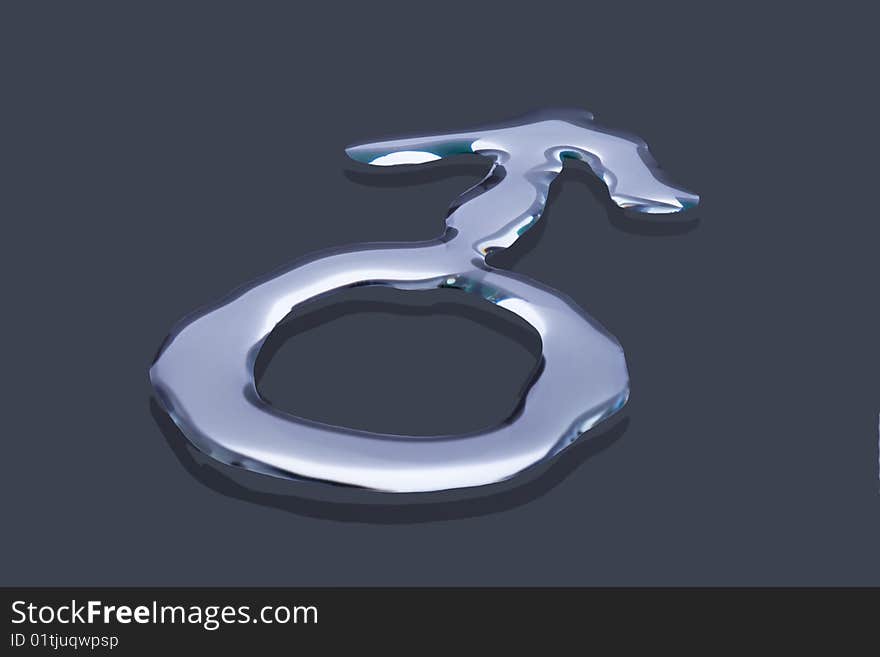 Male gender symbol blue water