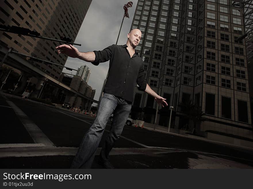 Man Balancing On The Street