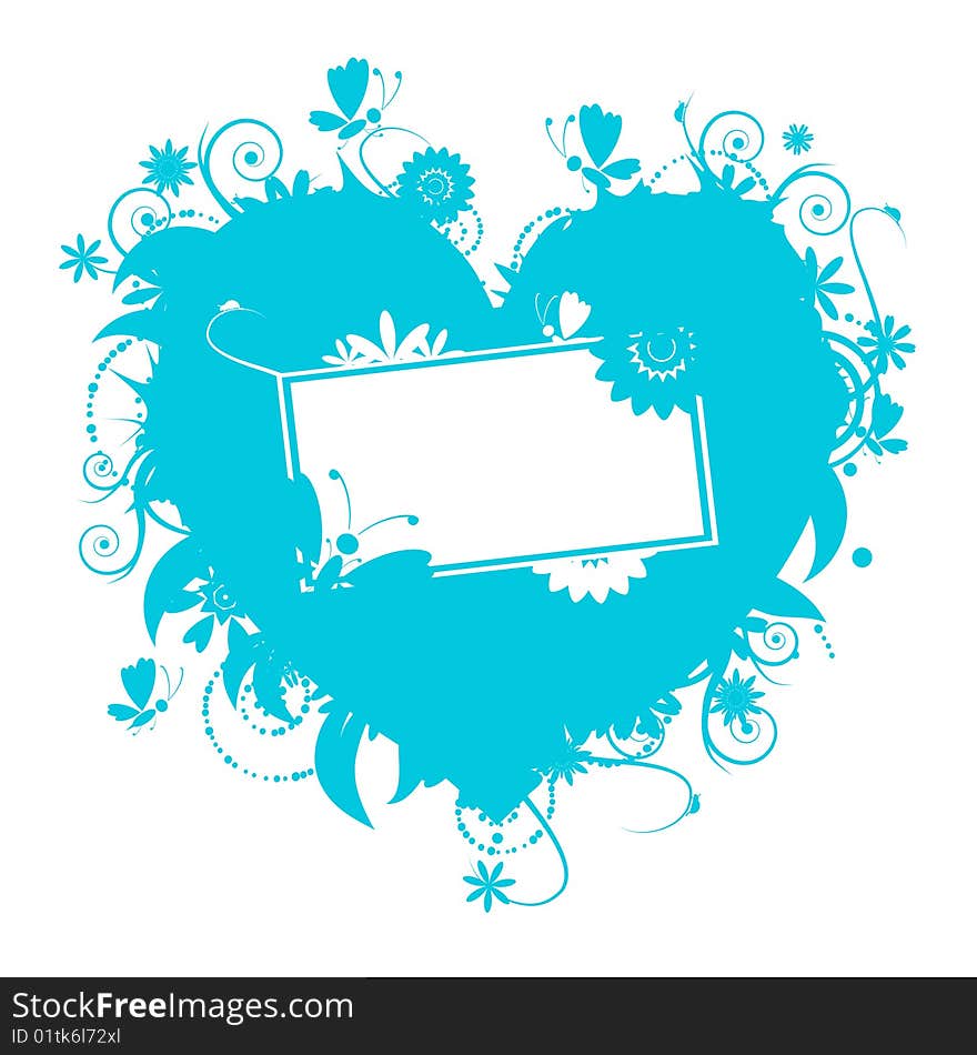 Floral heart shape for your design, illustration