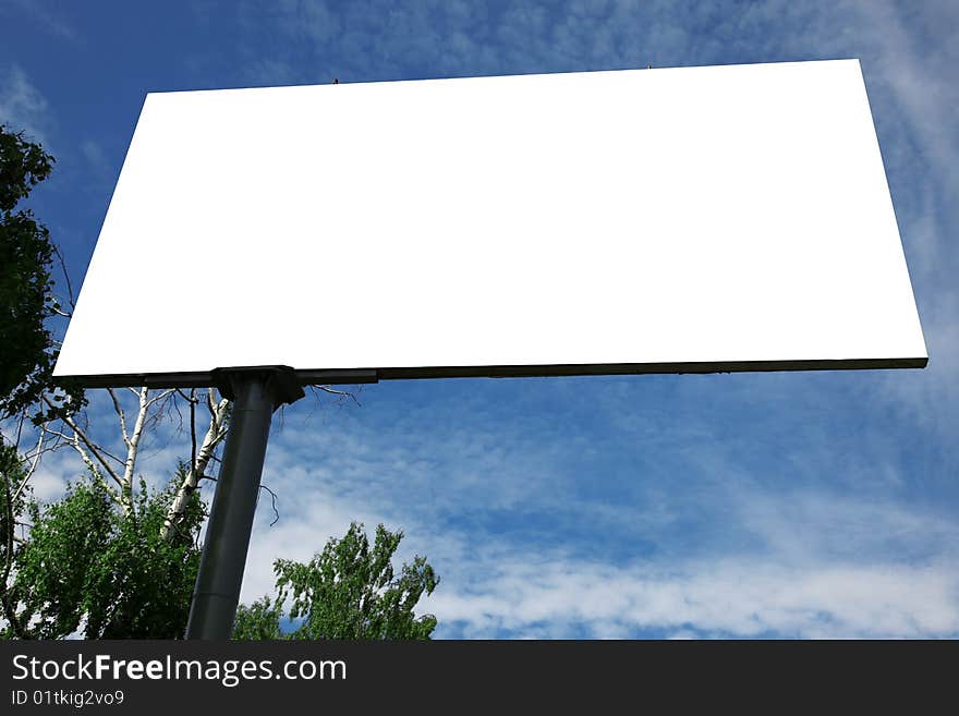 Billboard against blue sky