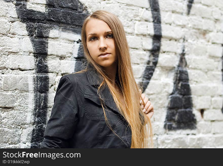 Portrait of a young  brownhaired  girl. Portrait of a young  brownhaired  girl