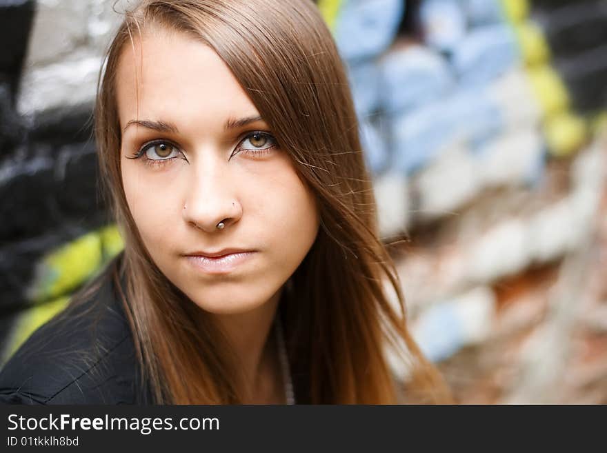 Portrait of a young  brownhaired  girl. Portrait of a young  brownhaired  girl