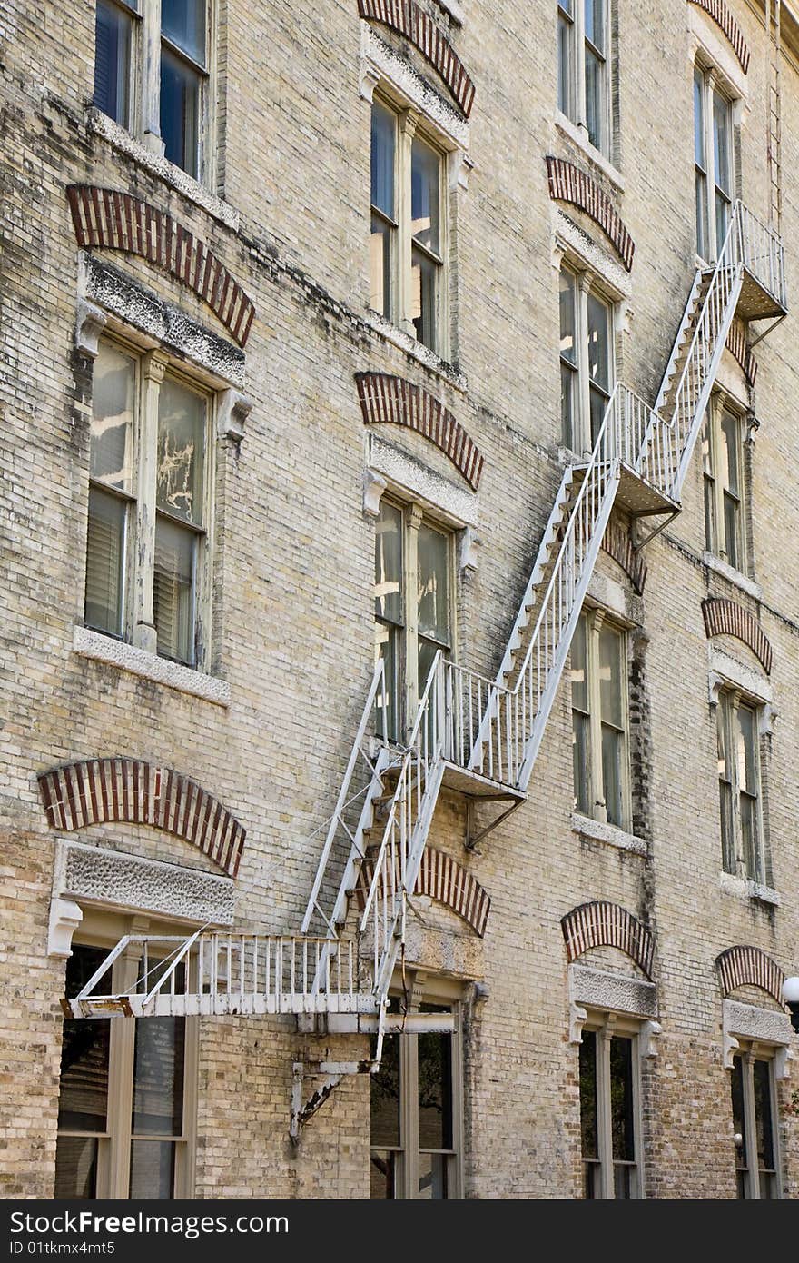 Fire escape on an old building in downtown San Antonio, Texas.