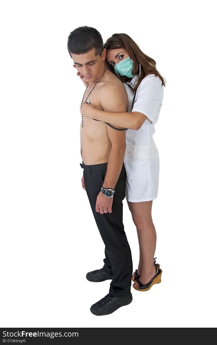 An attractive nurse with patient