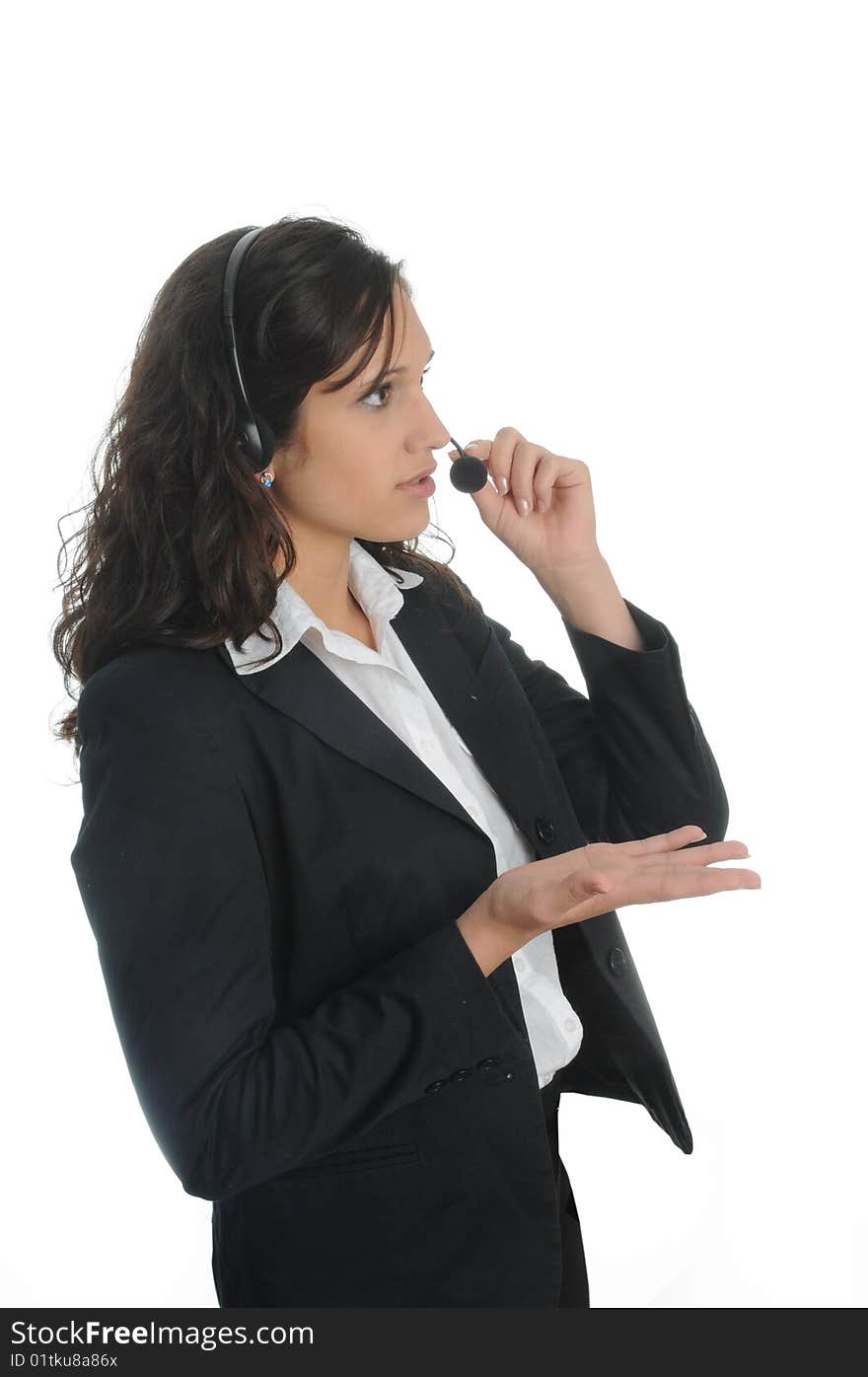 Friendly young woman at the call center. Friendly young woman at the call center