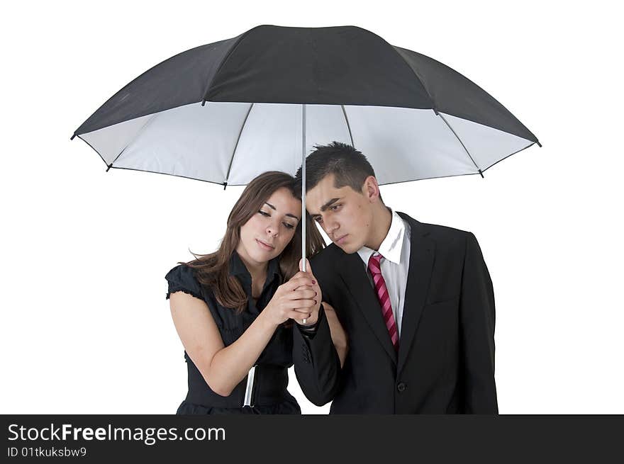 Man and woman with umbrella. Man and woman with umbrella