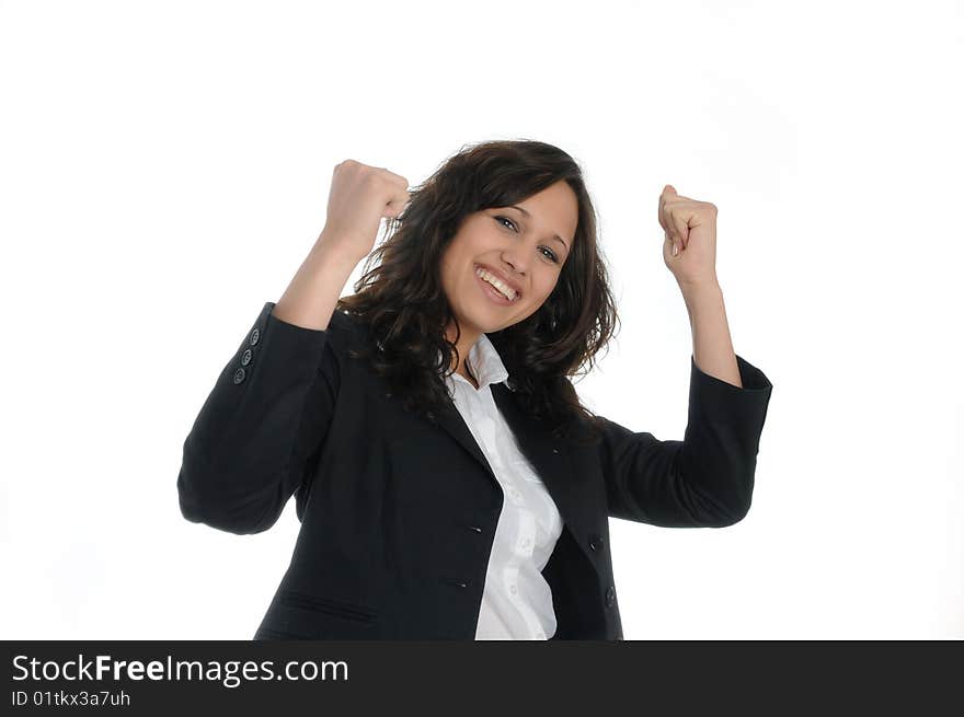 Young, successful  business woman.Isolated over white.