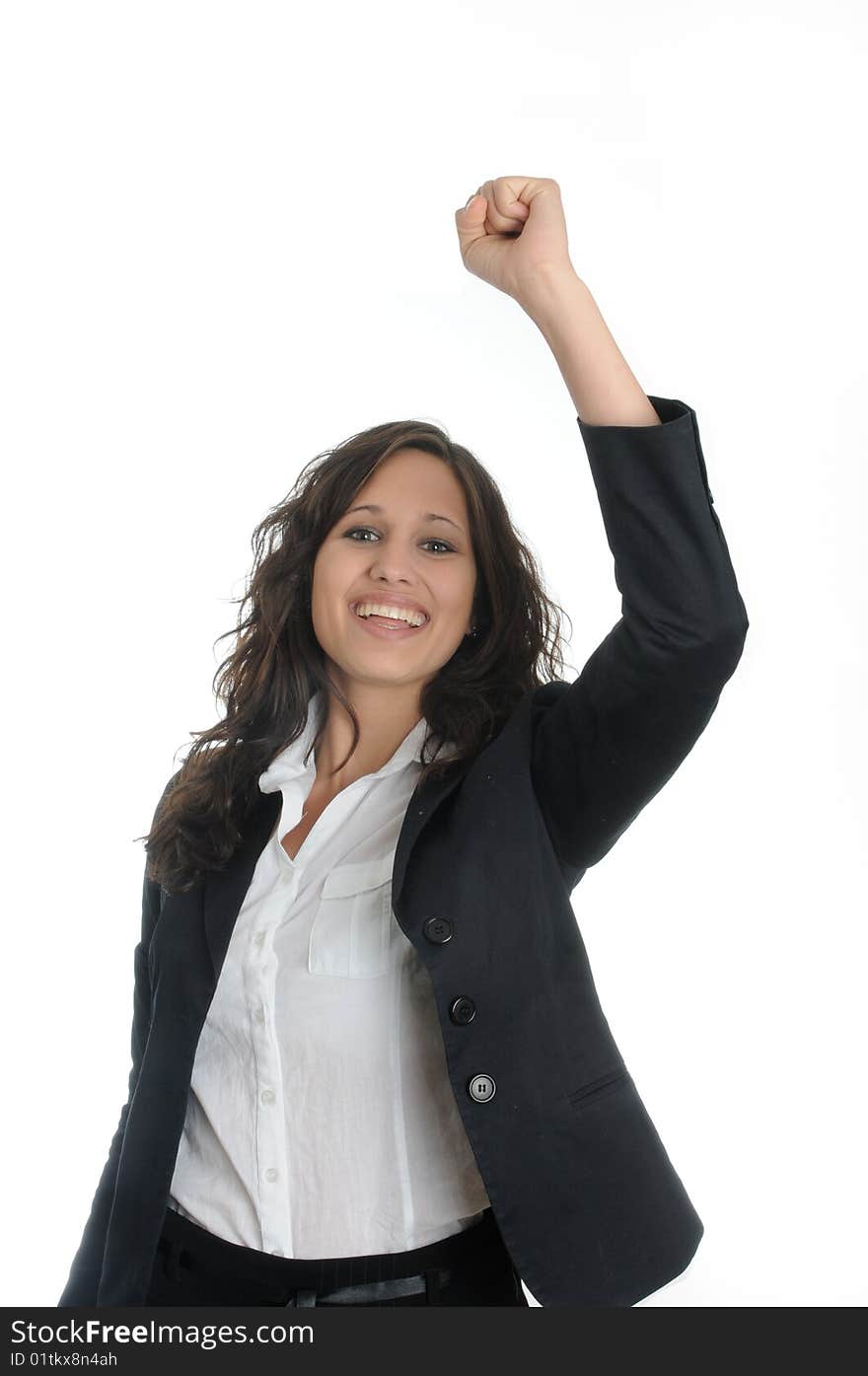 Young, successful  business woman.Isolated over white.