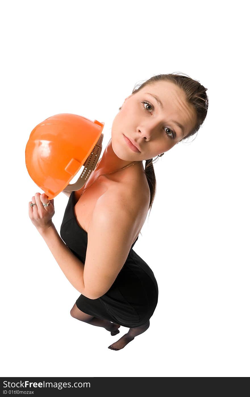 Workwoman isolated on the white background