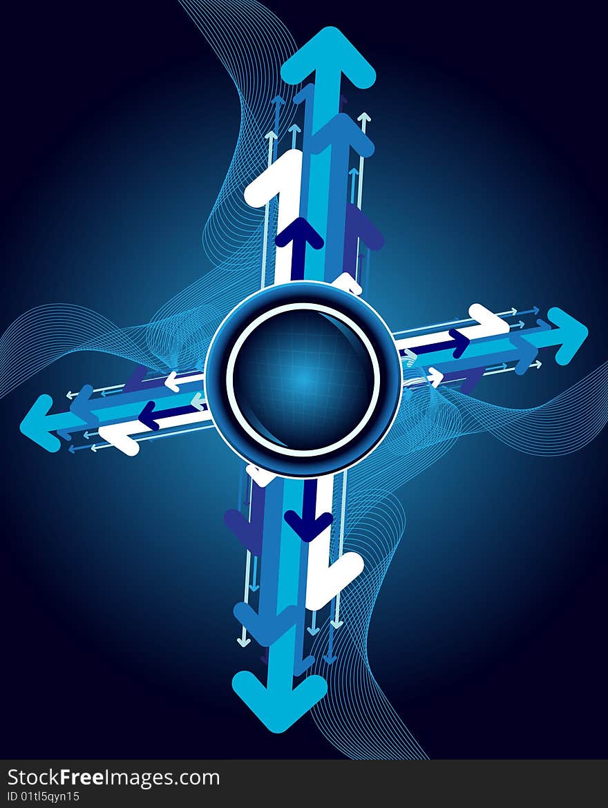 Blue abstract background with arrows