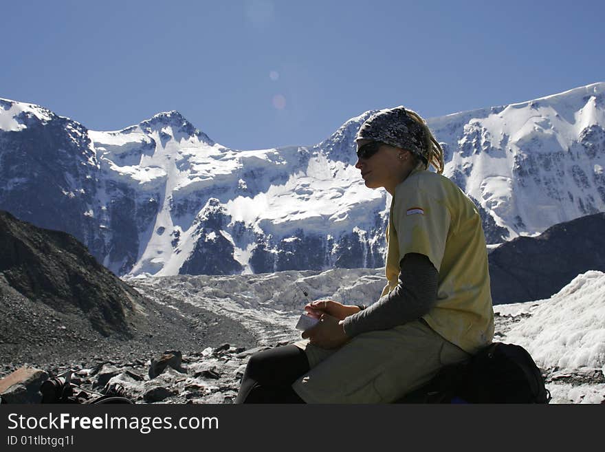 Alpinist in Altai mountain. Russia. Alpinist in Altai mountain. Russia