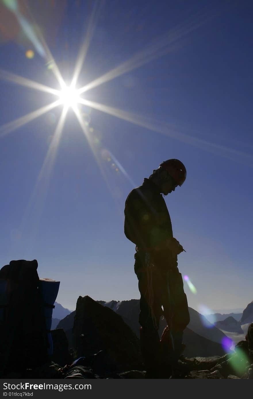 Alpinist in Altai mountains. Russia. Alpinist in Altai mountains. Russia.