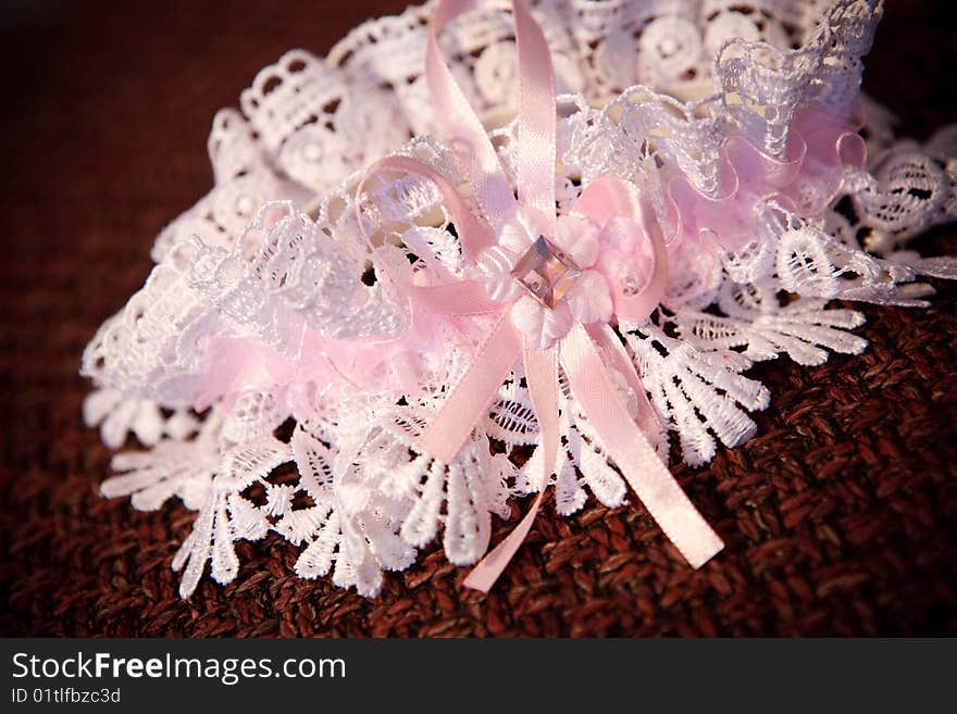 Pink garter of the bride