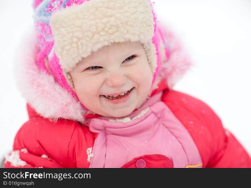 Portrait of a child in winter