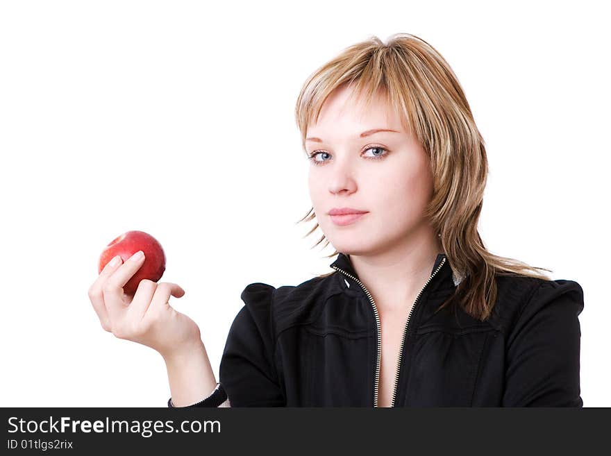 Girl with red apple