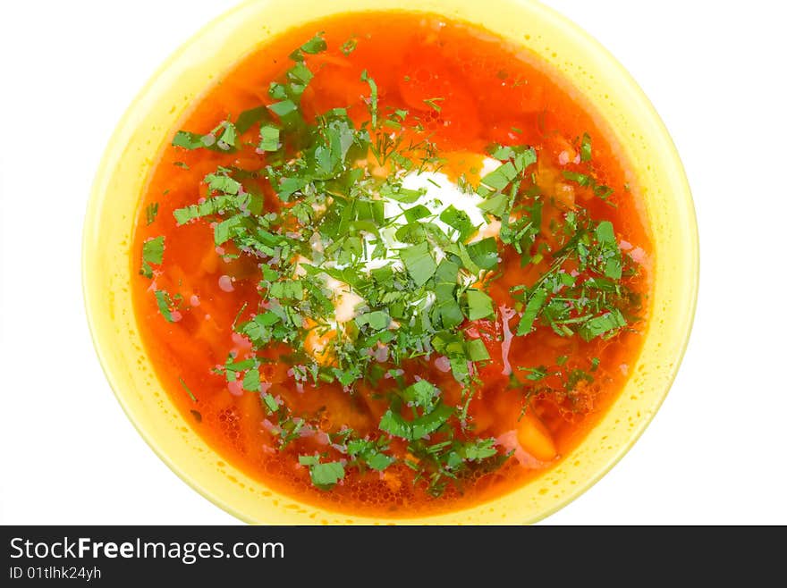 Ukrainian and russian national red soup - borscht