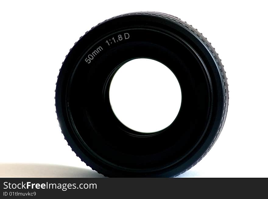 Black lens isolated on the white background