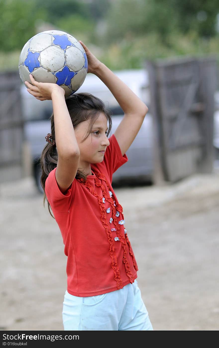 Beautiful girl playing with ball in nature. Beautiful girl playing with ball in nature