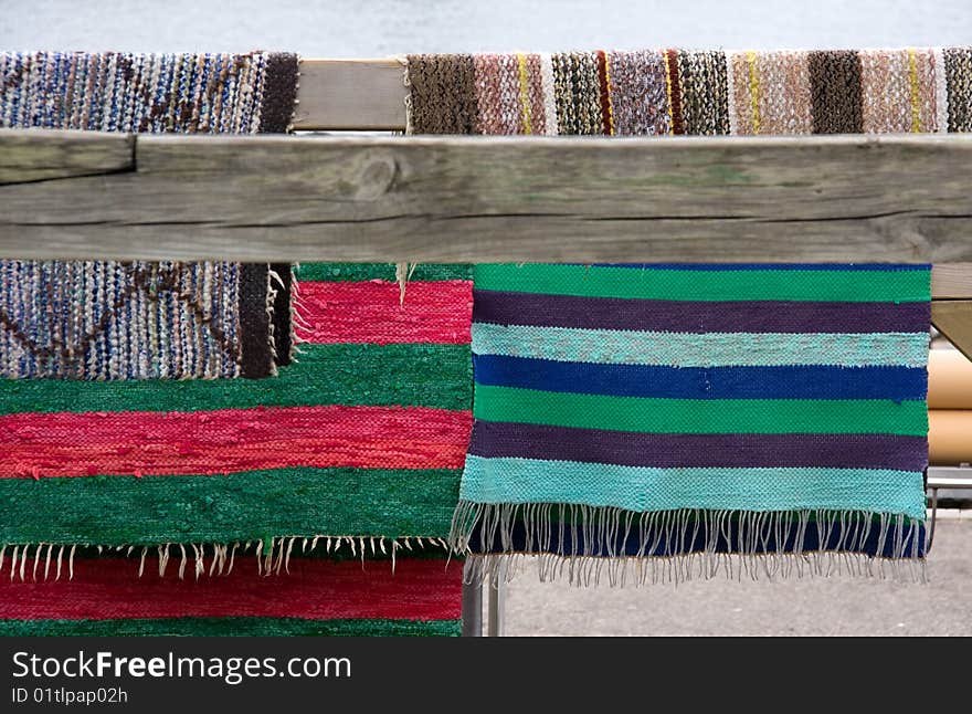 Photo of Hanging Clean Striped Rugs