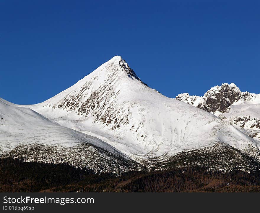 A view of The Tatra Mountains in winter, Slovakia.