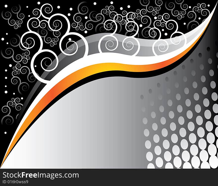 Floral curls are featured in an abstract background vector illustration. Floral curls are featured in an abstract background vector illustration.