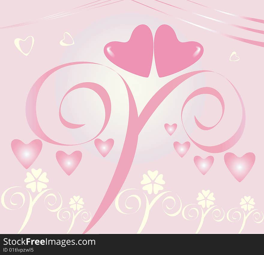 Love hearts  floral stylized background. Love hearts  floral stylized background.