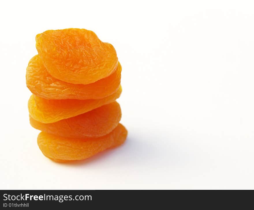 Dried apricots stacked