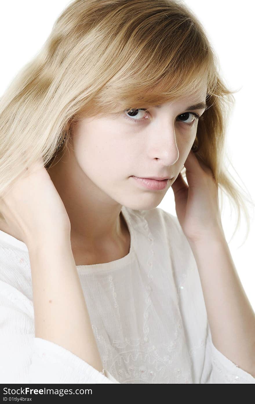 Portrait of caucasian young woman