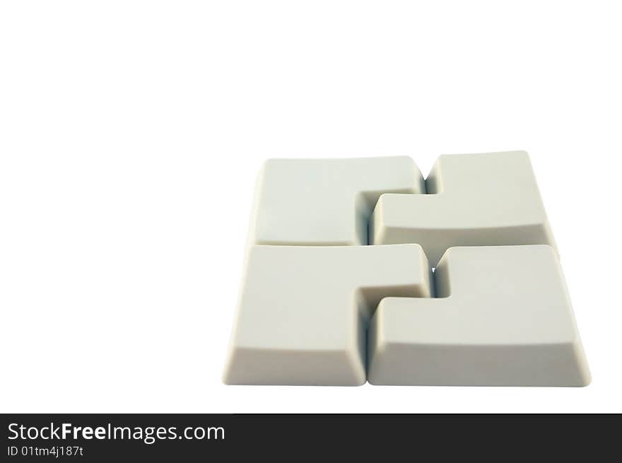 Four empty keys Enter removed on a white background