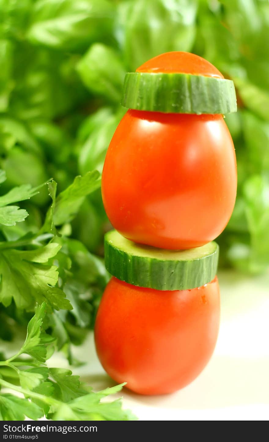 Tomatoes and cucumbers