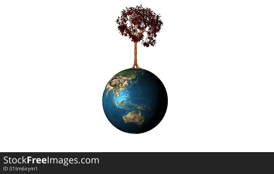 Planet and tree