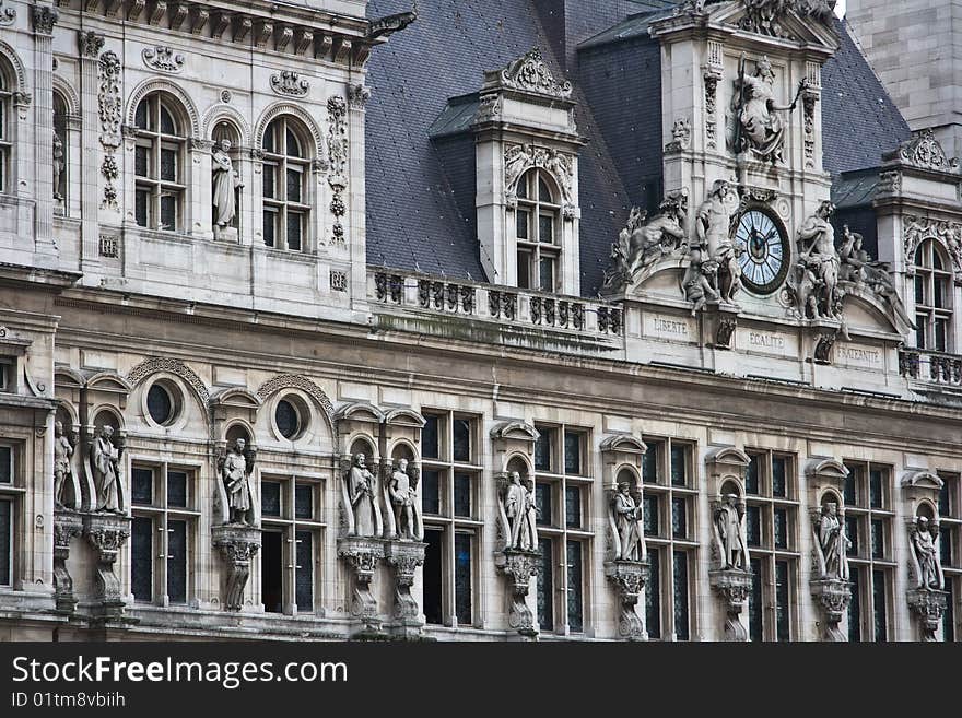 Paris France and the beautiful Hotel de Ville. Paris France and the beautiful Hotel de Ville