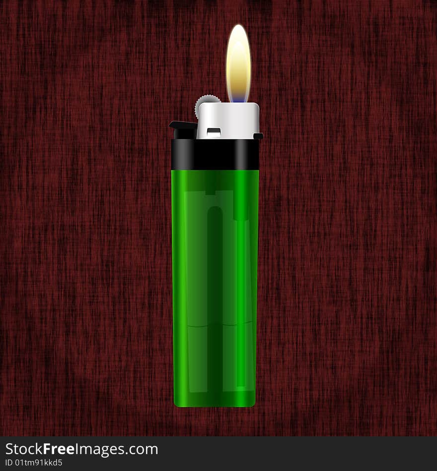 Realistic green lighter