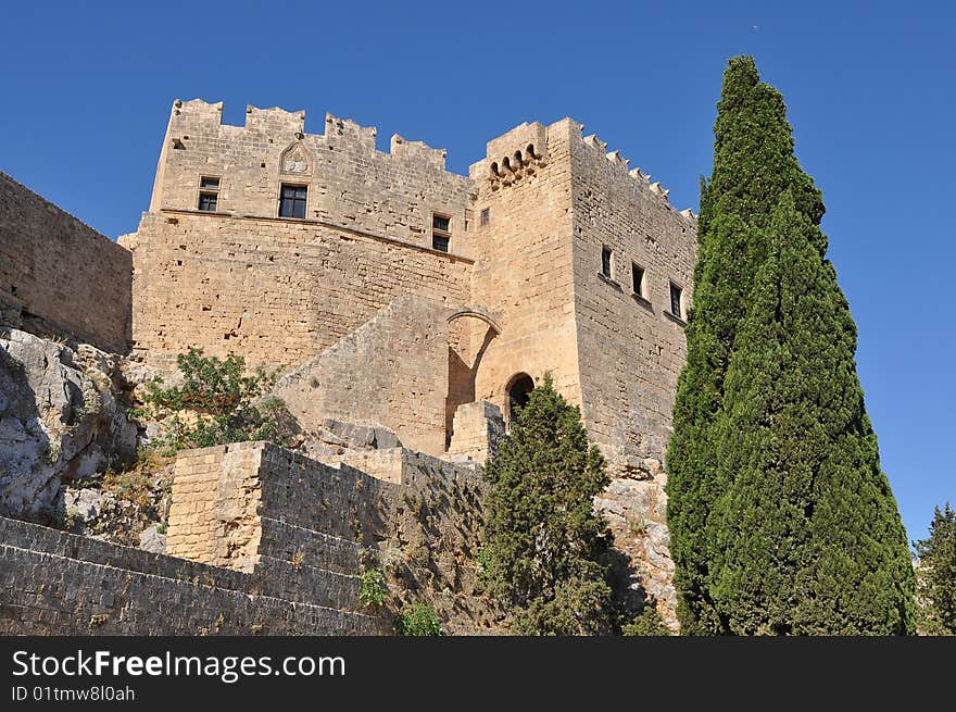 Maltese Fortress In Lindos,Rhodes