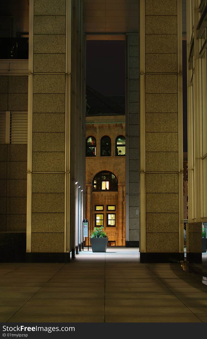 Alley at the IBM tower in Montreal leading to the train station. Alley at the IBM tower in Montreal leading to the train station