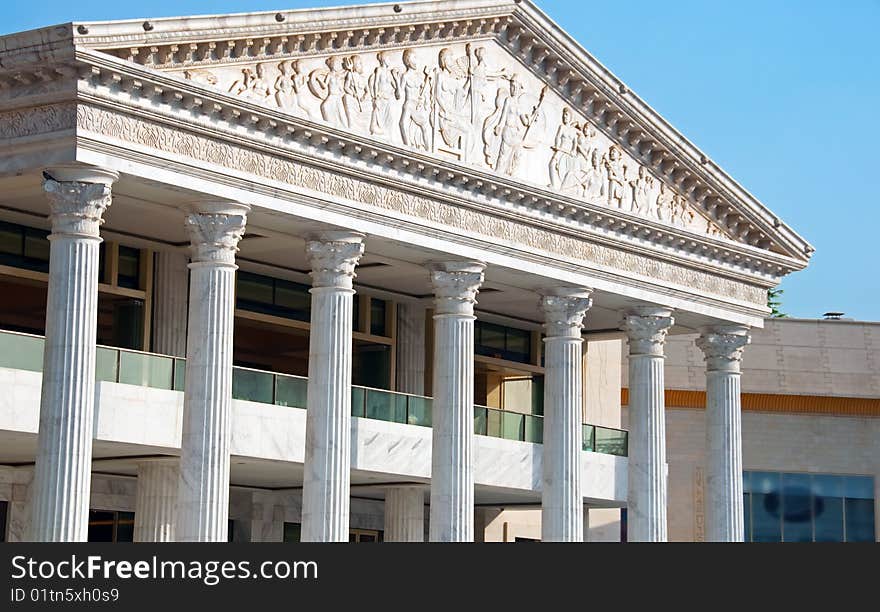 An old Roman style building with columns in Dubai. An old Roman style building with columns in Dubai