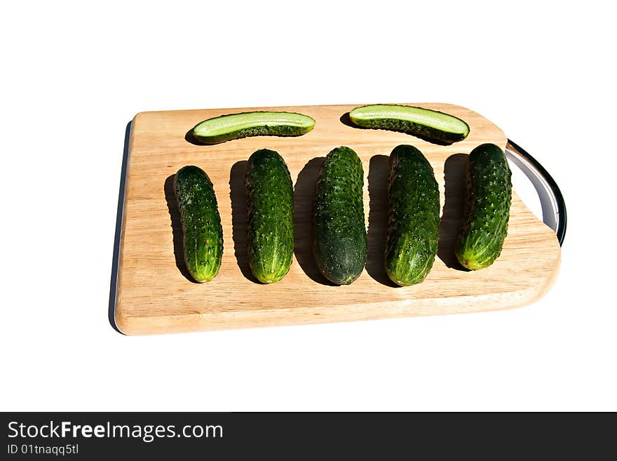 Cucumbers on cutting board