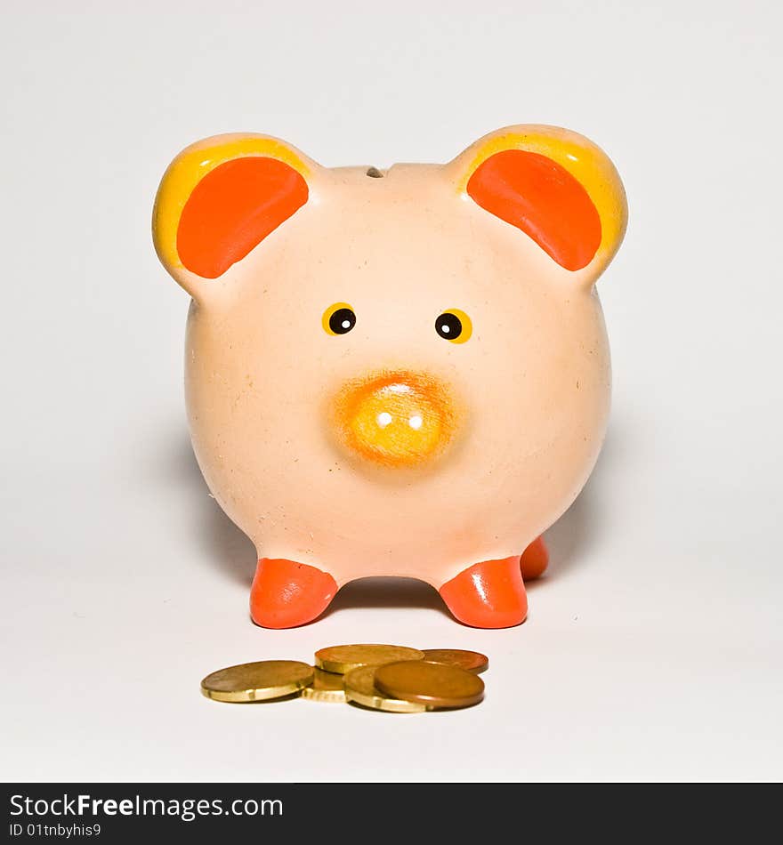 Piggy Bank Style Money Box Isolated On A White Bac