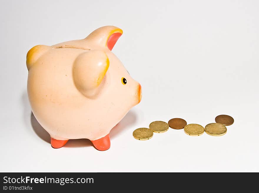 This is Piggy bank style money box isolated on a white background.