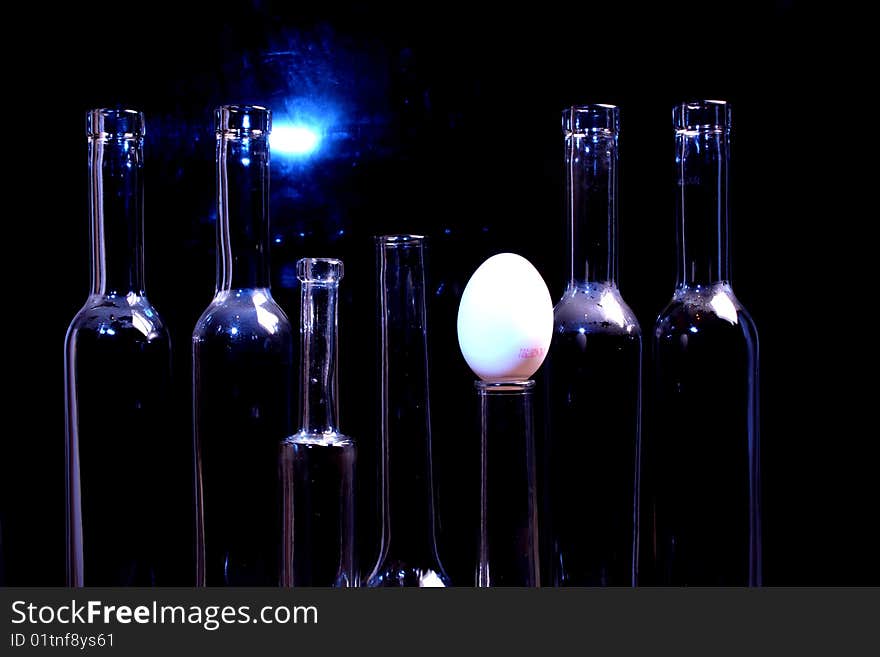 Bottles with egg