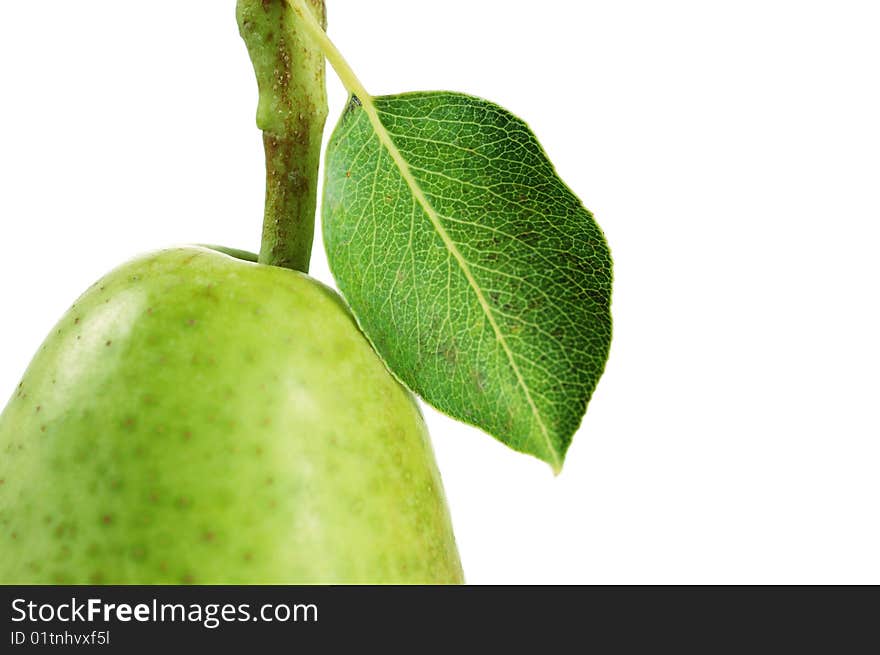 Green pear with white background. Green pear with white background