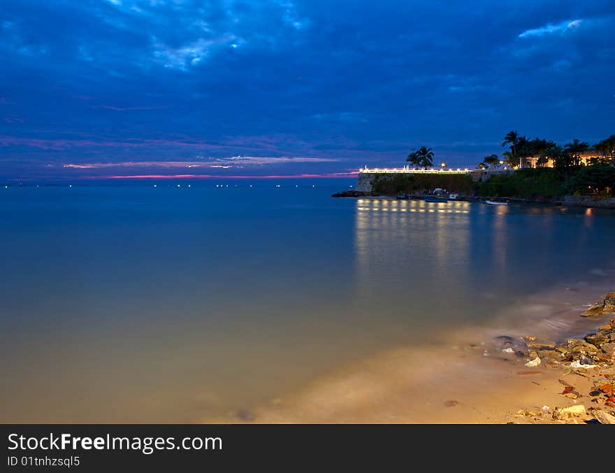 Nightly lights and the sea