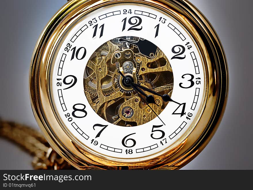 Very old and beautiful pocket clock in gold