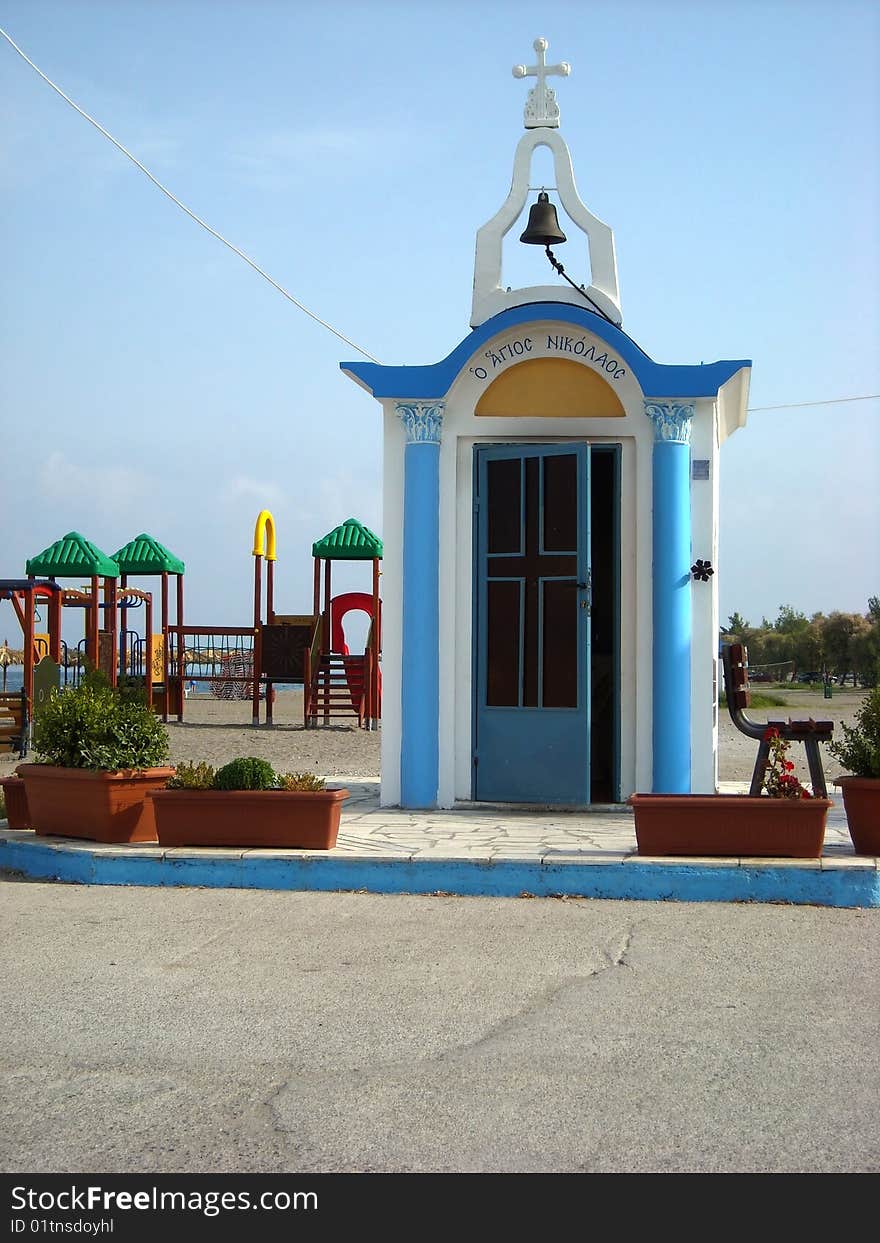 Small white church Agios Nikolaos. Small white church Agios Nikolaos