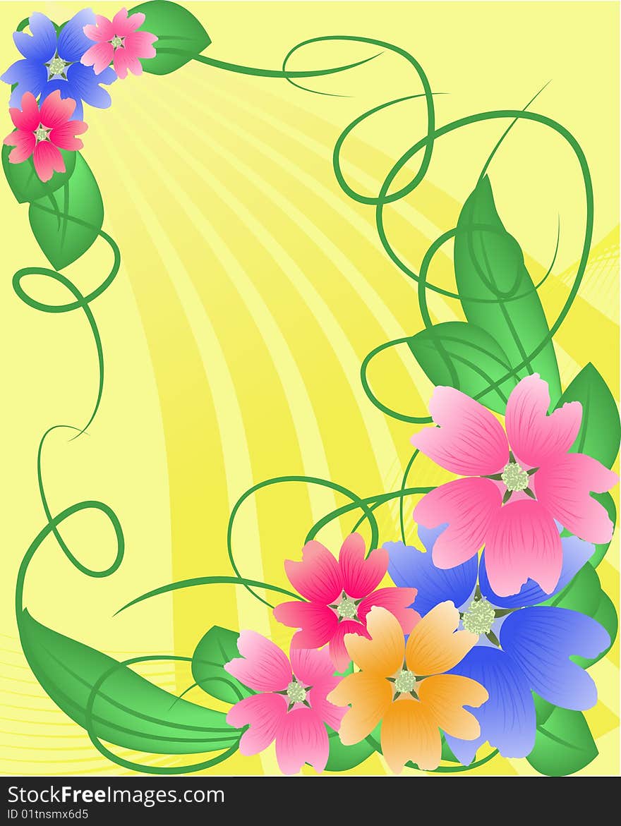 A bright bouquet of flowers. Vector Illustration