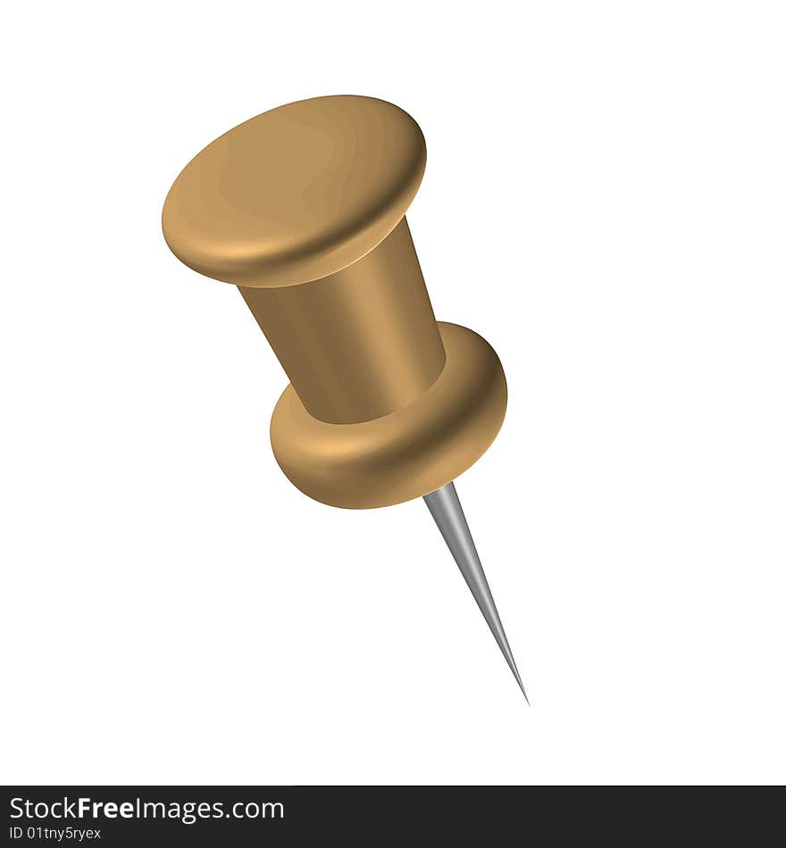 One office pin made from wood and steel, isolated on the white background. Clipping path included