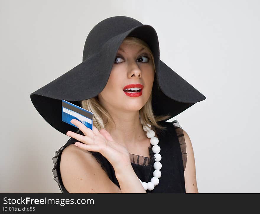 Lady Holding The Payment Card