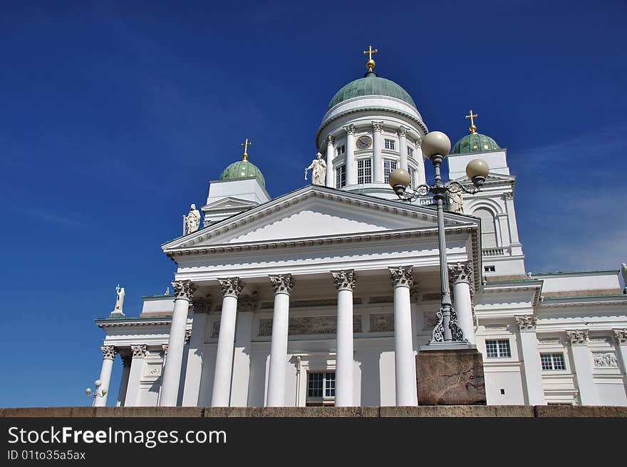 Helsinki Cathedral with a lamp